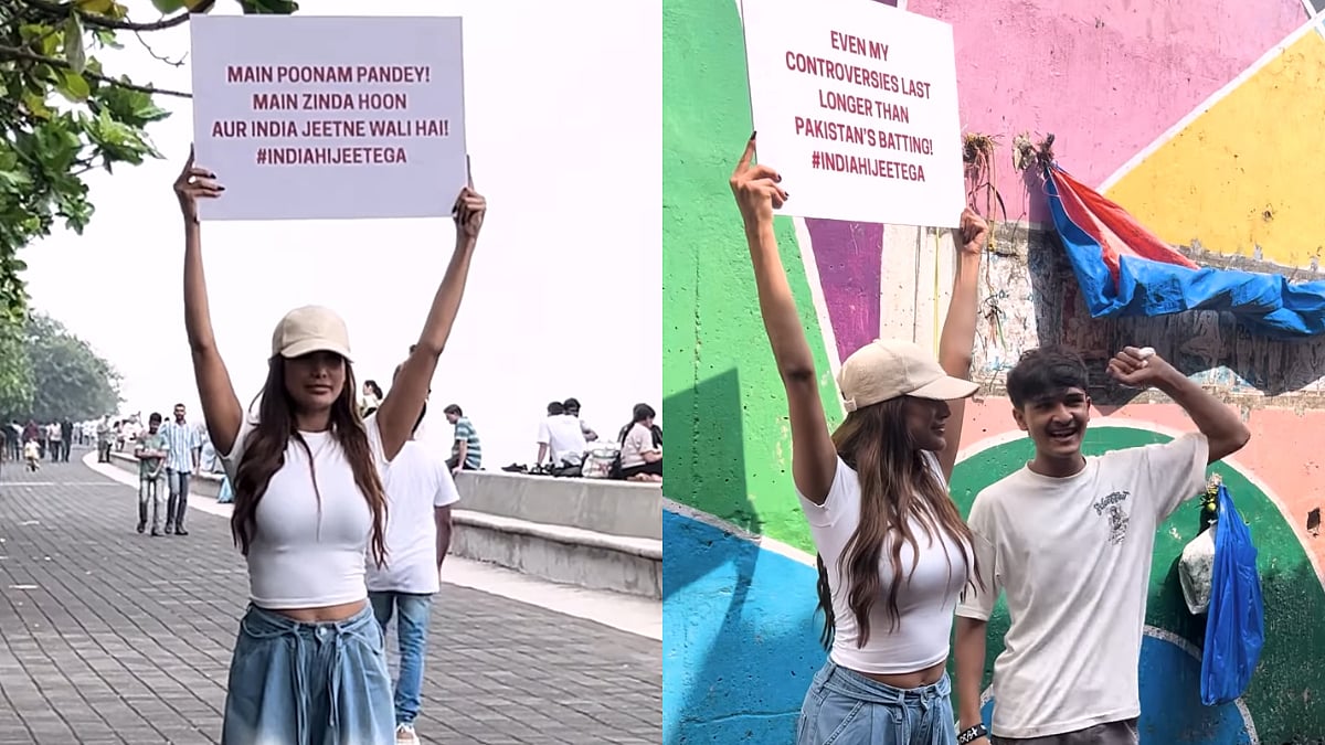 India Vs Pakistan: 'Main Zinda Hoon...'; Poonam Pandey Cheering For Indian Cricket Team On Streets...