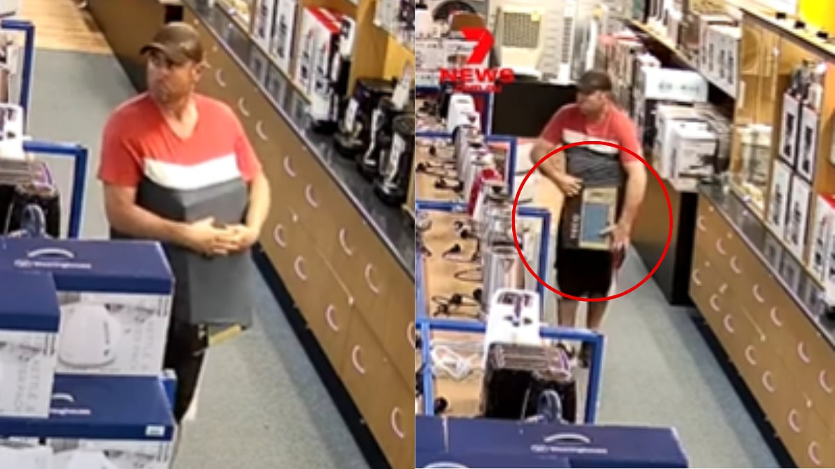 On Camera: 'If Confidence Was Crime', Australian Shoplifter Spotted Stuffing TV Screen Inside His T-shirt, Leaves Netizens In Splits