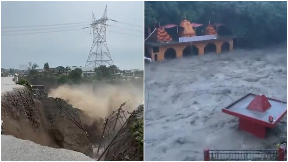 Uttarakhand Cloudburst: Bridge Damaged On Dehradun–Haridwar National Highway, Tapkeshwar Temple inundated After Heavy Rains (Screengrab) | X/@ANI