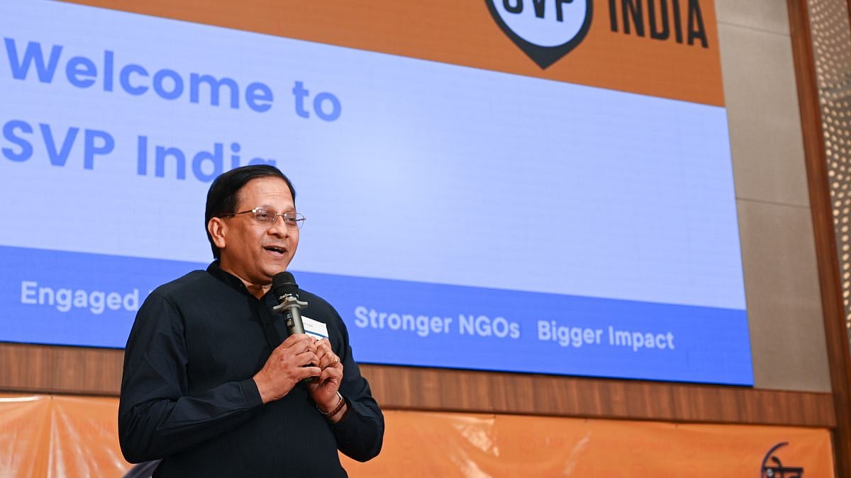 Govind Iyer addresses a meeting of partners of Social Venture Partners India. |