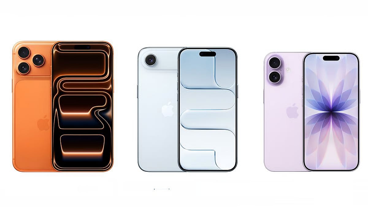 iPhone 17 Pro Max (R), iPhone 17 Air (Centre), iPhone 17 (L) | Apple | 