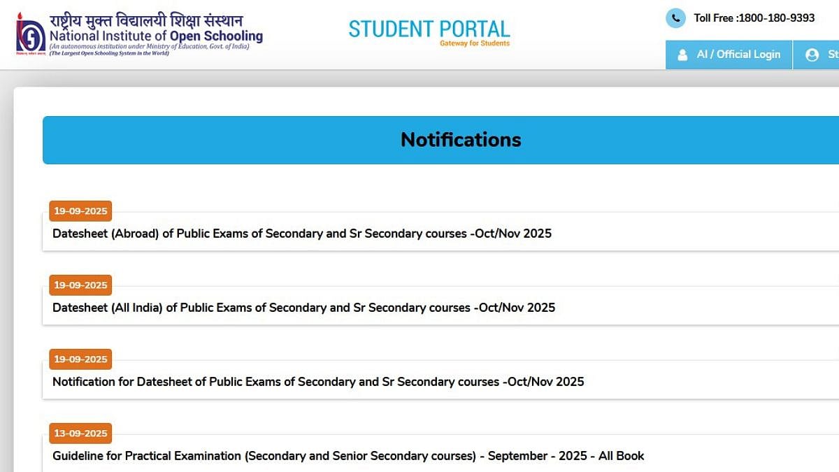 NIOS Class 10th, 12th Exams 2025: Theory Dates Announced For September-October Session; Check...