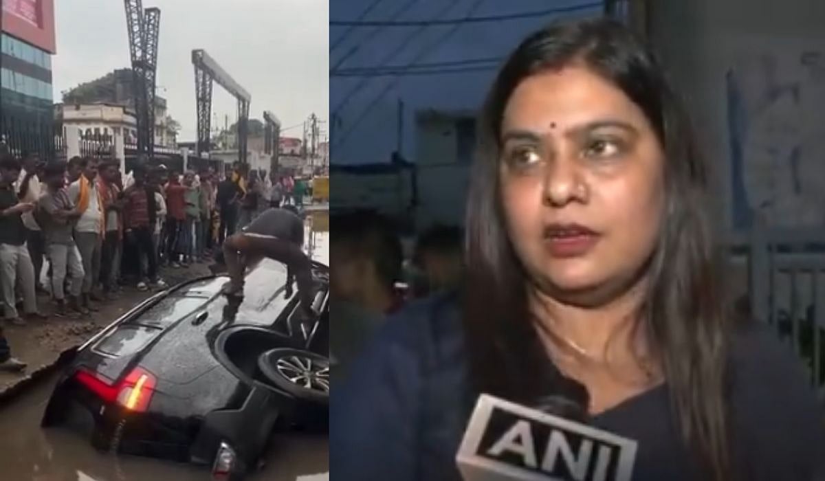 Bihar: Chaos Erupts As Scorpio Falls Into Mammoth-Sized Pothole In Patna, Owner's Reaction Will Shock You - VIDEO 