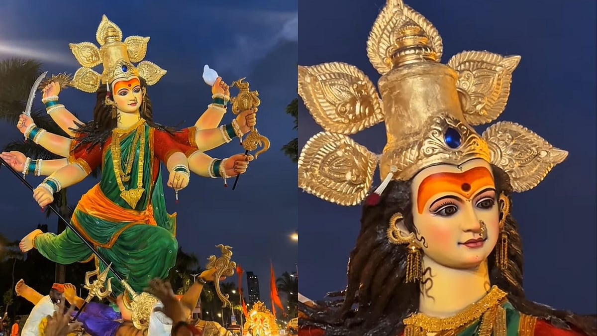 First Look Of Maharashtra's Tallest Murti In Mumbai, Khetwadi Chi Aai; See Photos