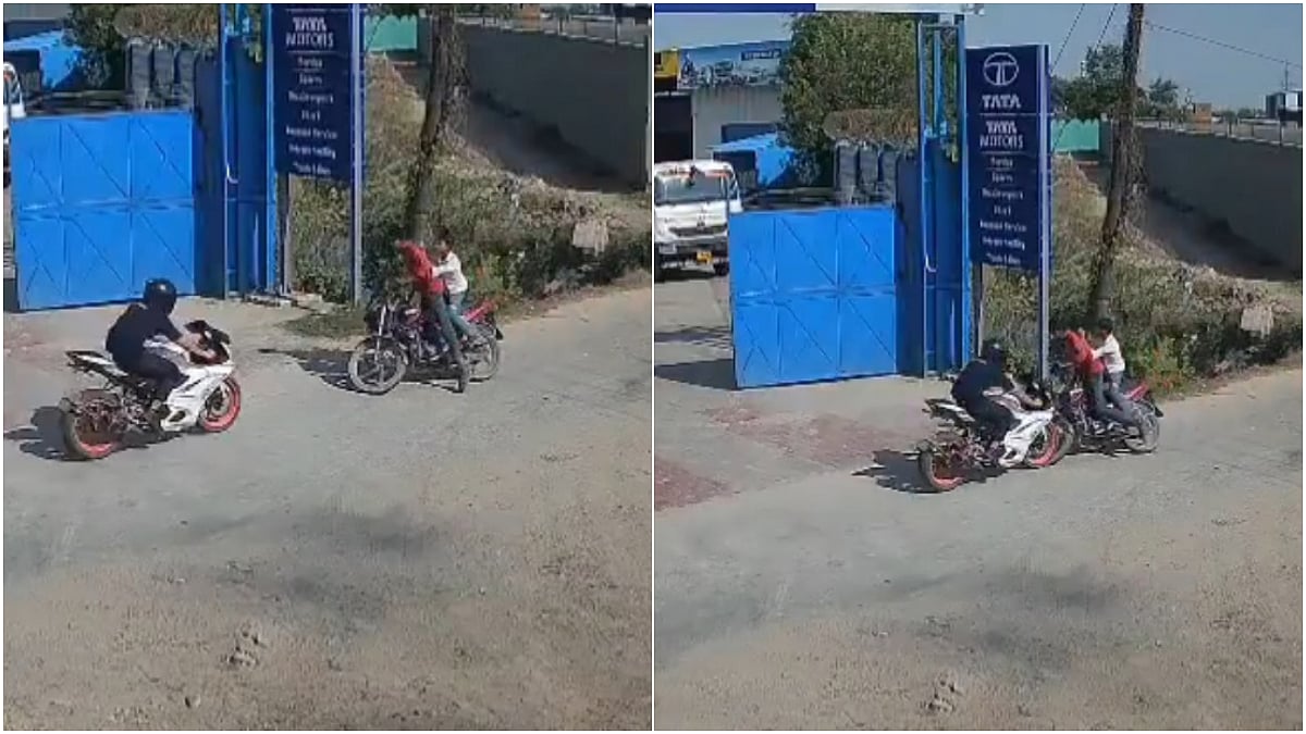 Sports Bike Rams Into Two-Wheeler Coming From Opposite Side; Rider Flung Into Air | X/@Sharma39Harish