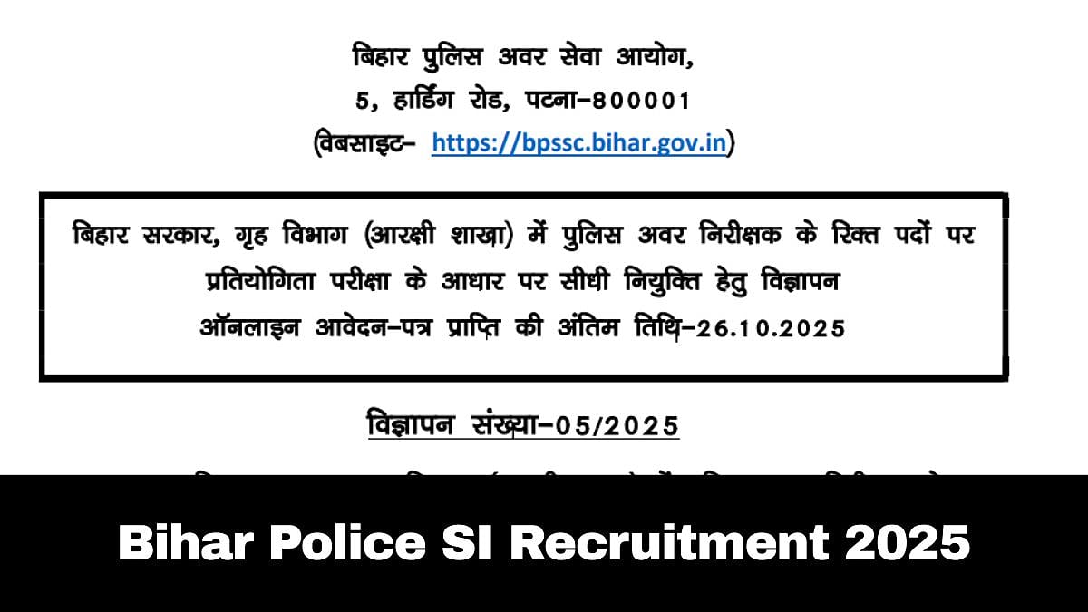 Bihar Police SI Recruitment 2025 | bpssc.bihar.gov.in