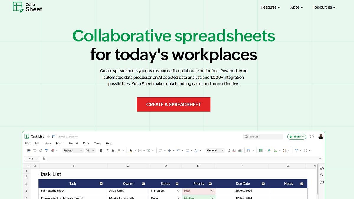 Zoho Sheet