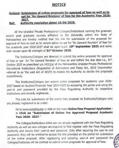 Fee Proposal Submission Notification