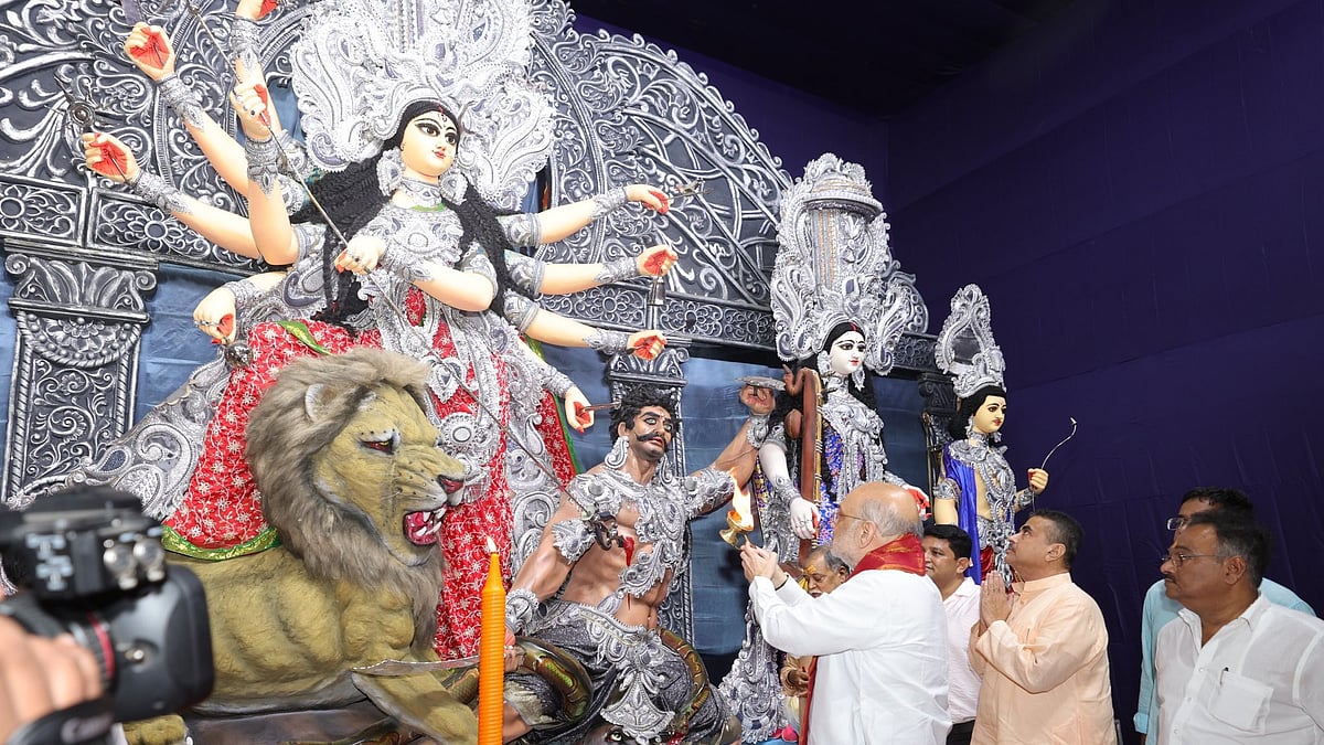 Union Home Minister Amit Shah Inaugurates Durga Pandal In Kolkata