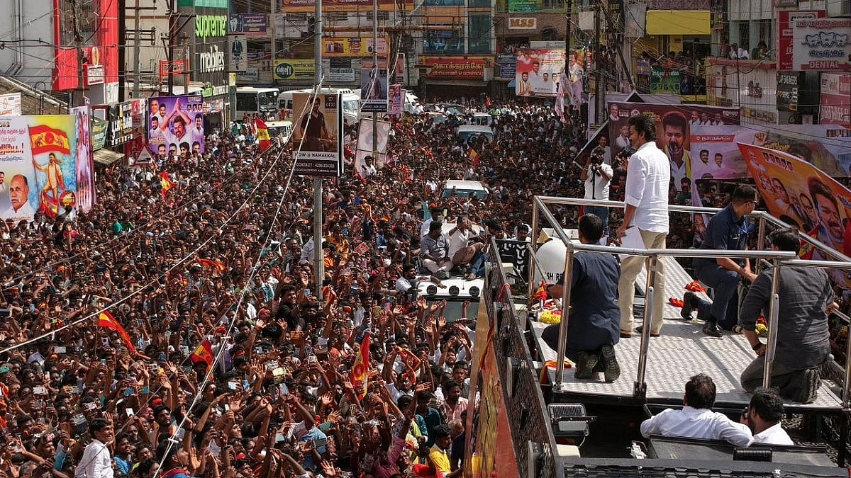 VIDEO Shows Slipper Thrown At Vijay While Speaking At TVK Rally In Tamil Nadu's Karur | X