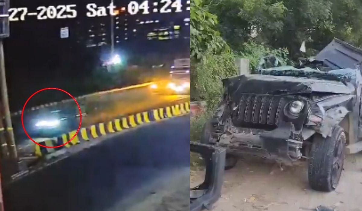 CCTV Footage Of Speeding Thar Which Rammed Into Exit Divider | X