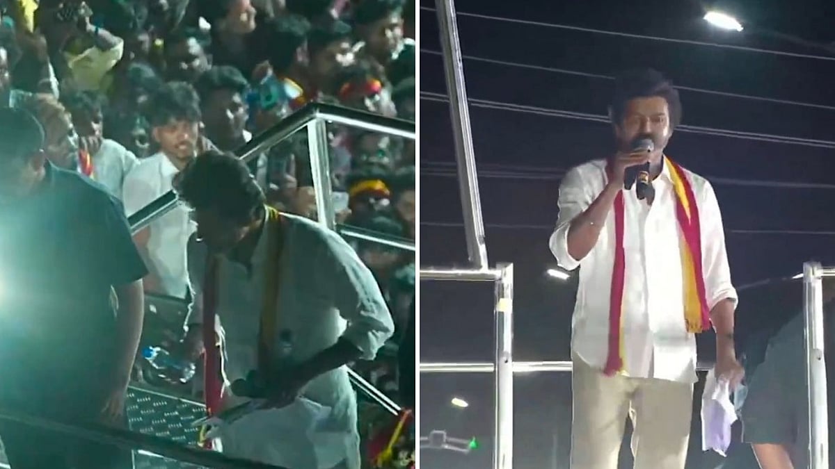 VIDEO: TVK Chief Vijay Distributes Water Bottles To Crowd Before Karur Stampede That Killed 38, Including Children | X/@PTI