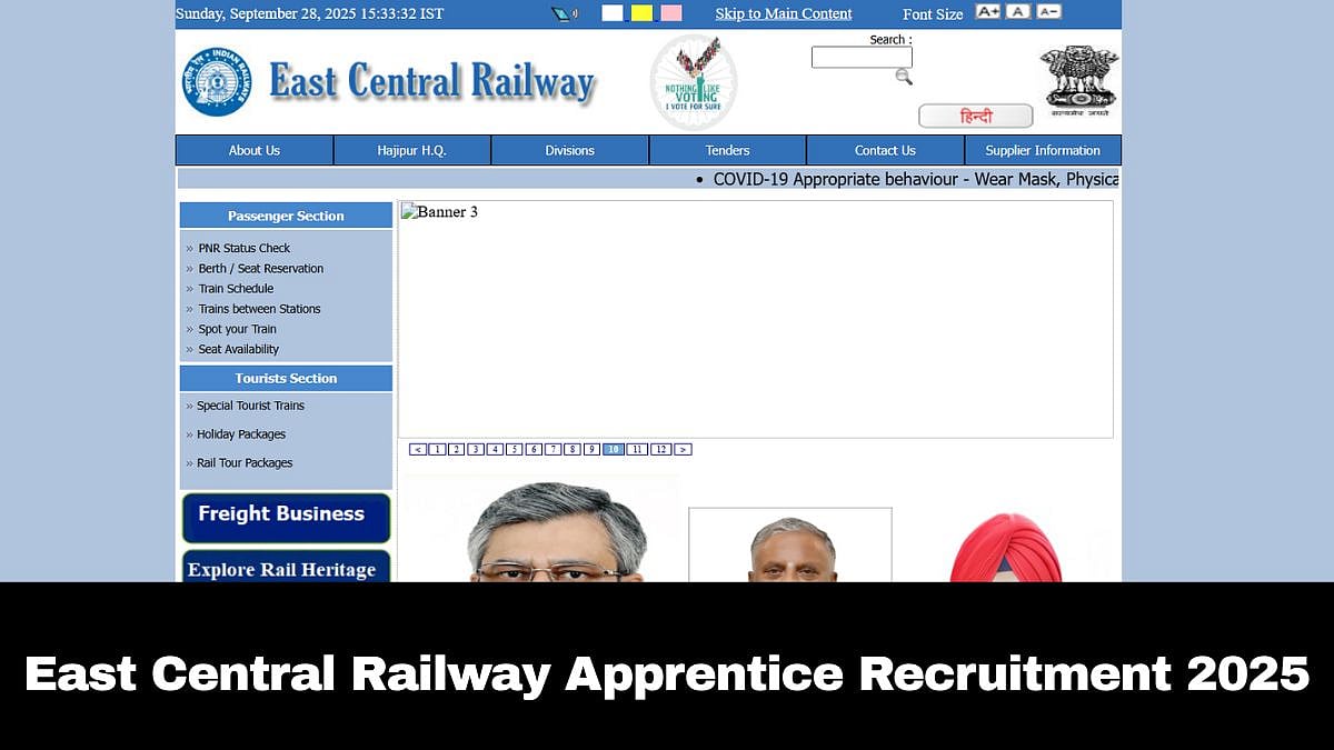 East Central Railway Apprentice Recruitment 2025 | ecr.indianrailways.gov.in
