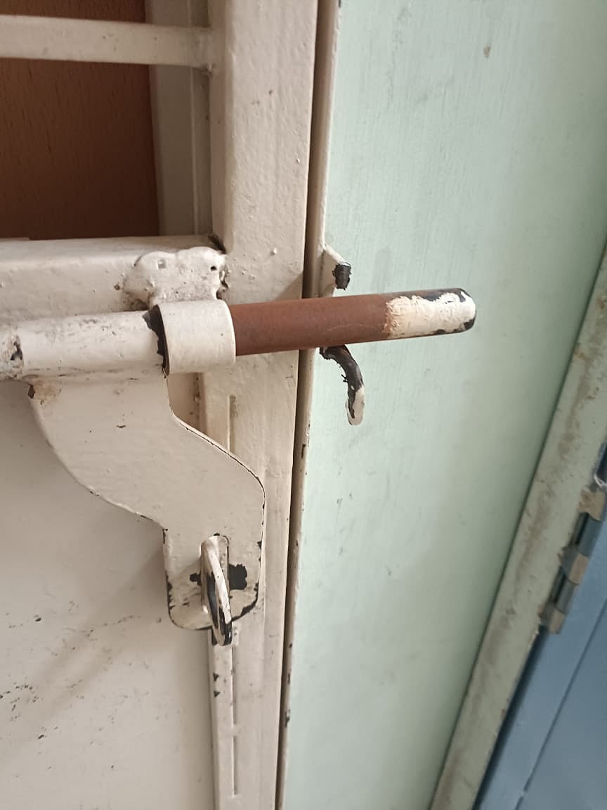 Main door cut open silently; image provided by the victim