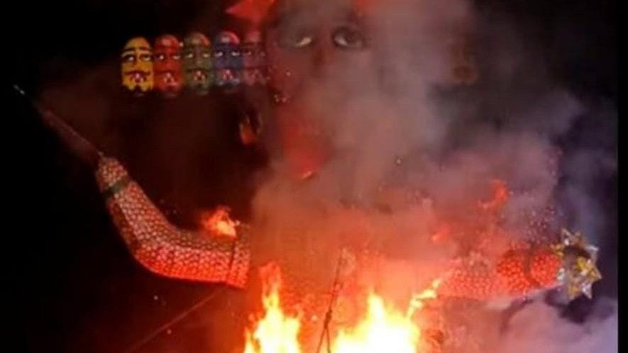 Chhatrapati Sambhajinagar: 65-Ft Ravana Effigy Burnt At Waluj In Grand Dussehra Celebration