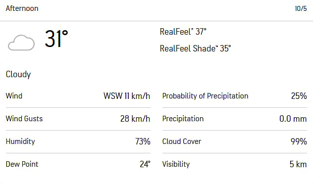 Colombo weather report.