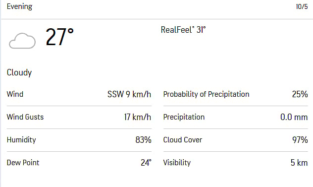 Colombo weather report.