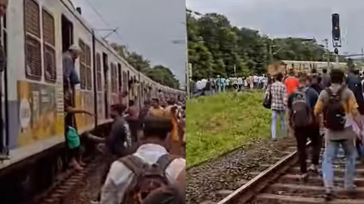Mumbai Local Train Stops After Power Supply Fault Near Bhayandar, Commuters Forced To Walk On Tracks...