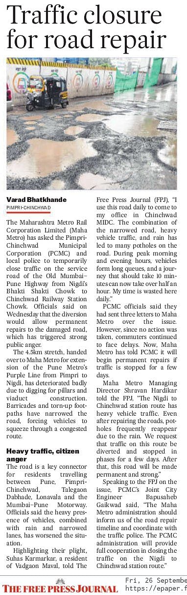 FPJ Follow Up Story on 26th September 