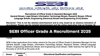 SEBI Announces Officer Grade A Recruitment