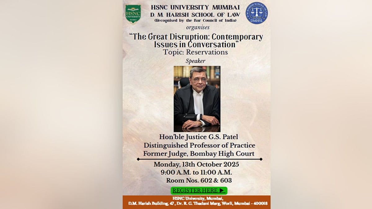 HSNC University’s D.M. Harish School Of Law Launches 'The Great Disruption' Series With Justice...