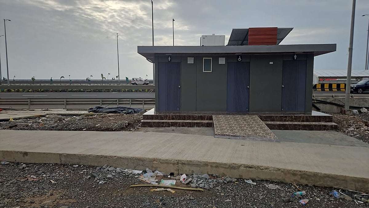 Bio toilet on coastal road