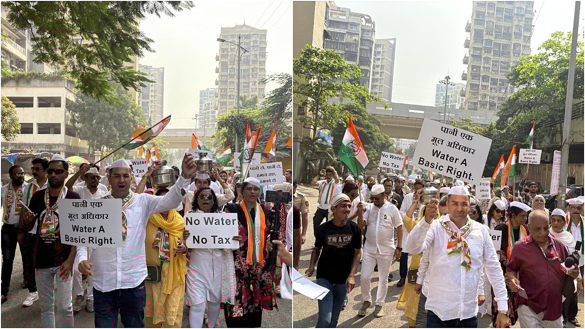 Kharghar residents and Congress leaders protest outside CIDCO office demanding permanent water supply solutions