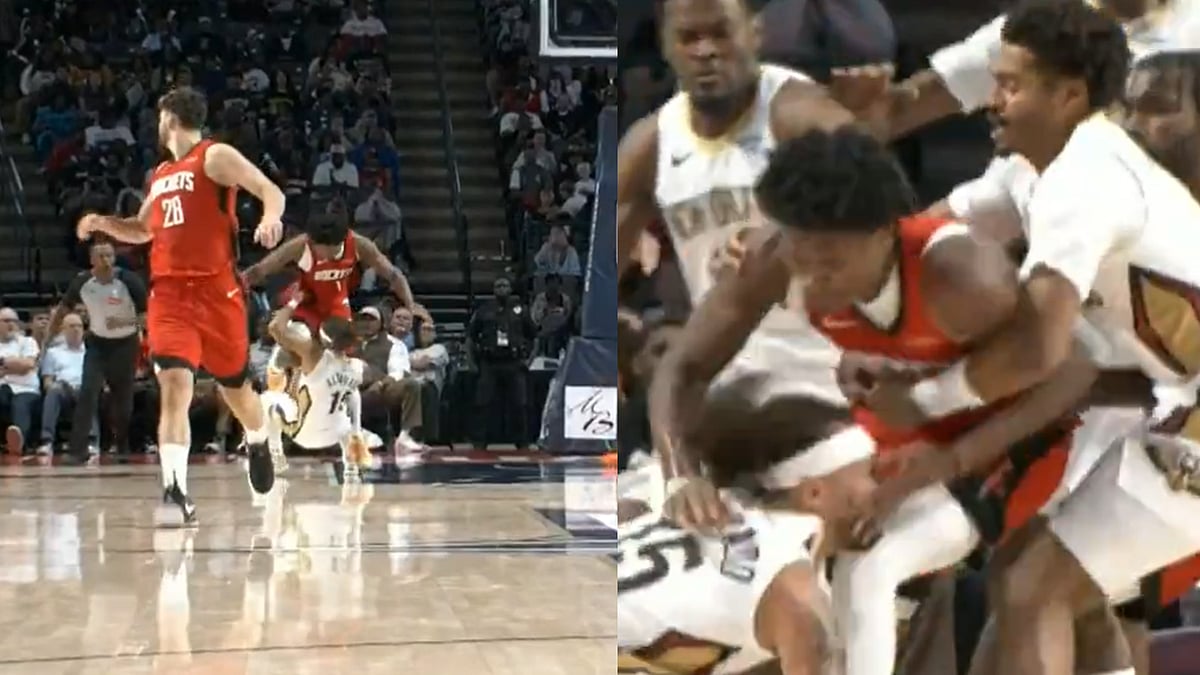 Brutal! Rockets Forward Amen Thompson & Pelicans Guard Jose Alvarado Involved In Physical Brawl...