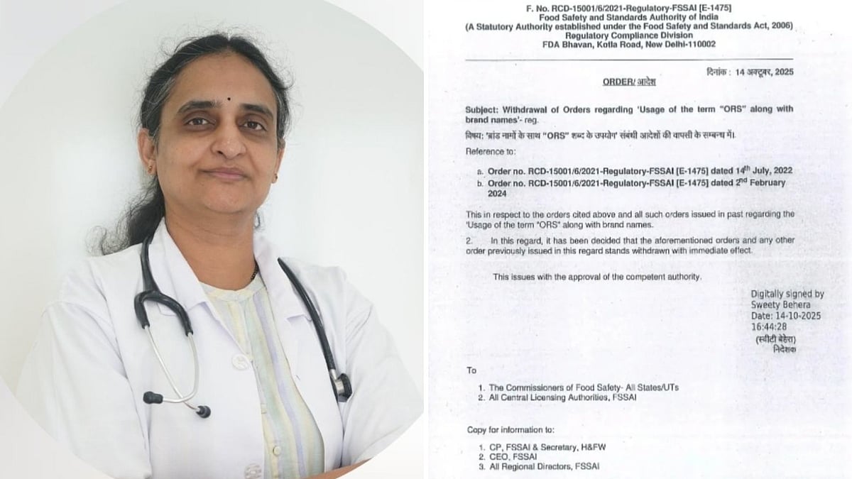 Dr Sivaranjani (L); A picture of the FSSAI order (R)