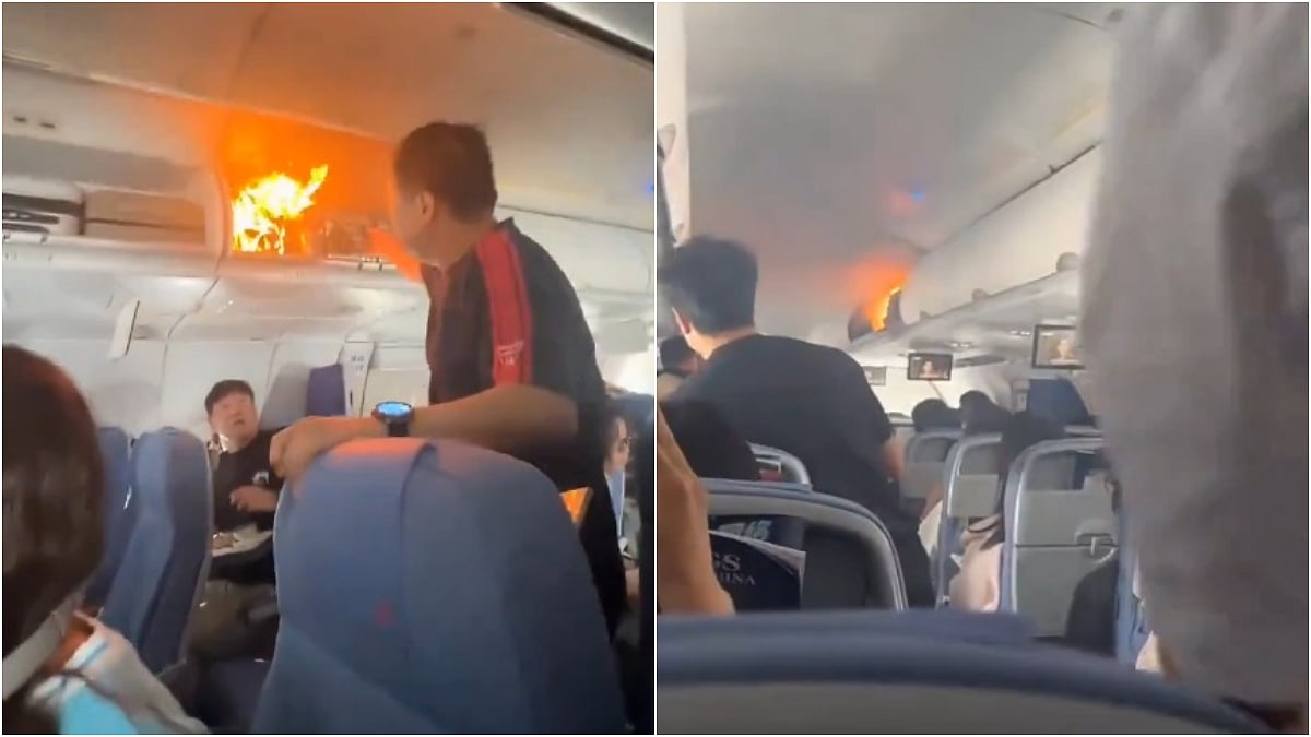 Passengers Panic As Lithium Battery Fire Erupts In Overhead Bin On Air China Flight Mid-Air; Makes...