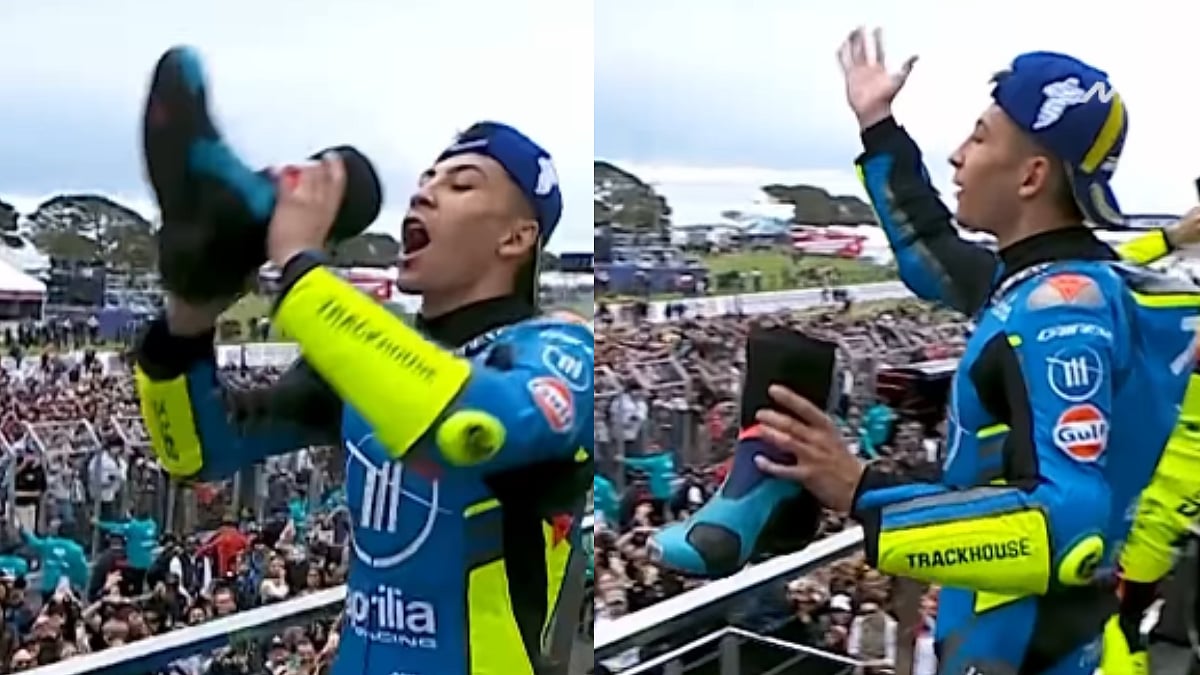 Bizarre Scenes! Raul Fernandez Clinches Maiden MotoGP Victory With 'Shoey' Celebration At Australian...
