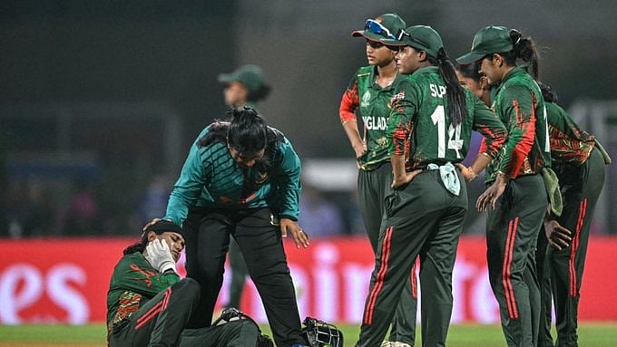 Scary! Nigar Sultana Cops Blow To Her Chin While Keeping In SL W vs BAN W Women's World Cup 2025...