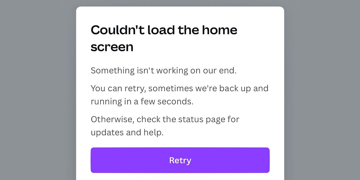 Canva error on iOS