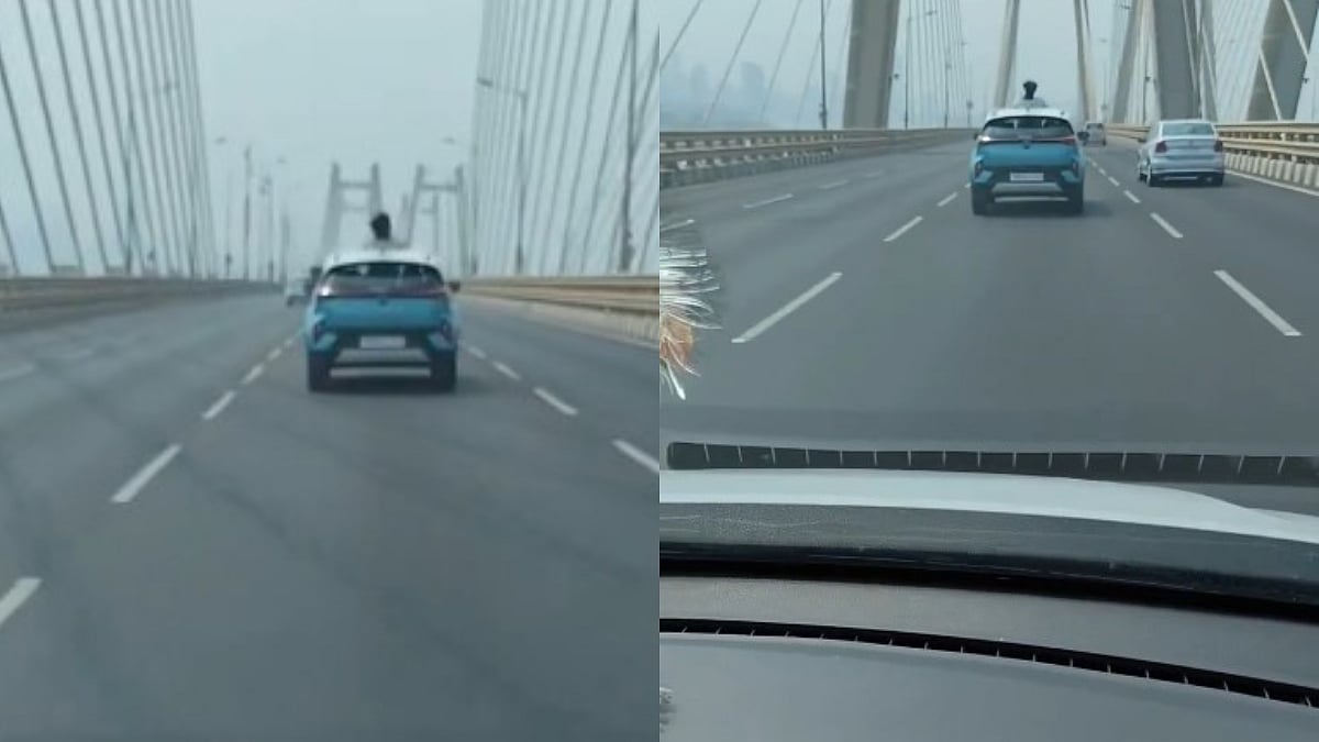 Viral Video: Man Spotted Leaning Out Of Moving Car's Sunroof On Mumbai's Bandra Worli Sea Link