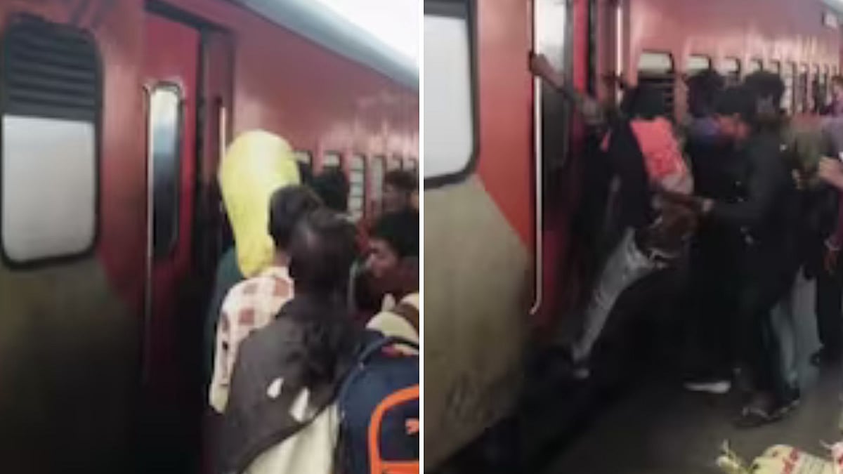 Chhath Rush Turns Chaotic At Jalandhar Station; Passengers Force Open Train Doors Ahead Of Festival...