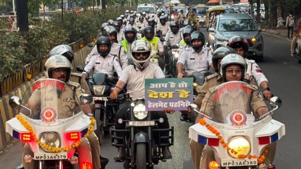 Indore News: Traffic Cops Take Out Helmet Awareness Rally