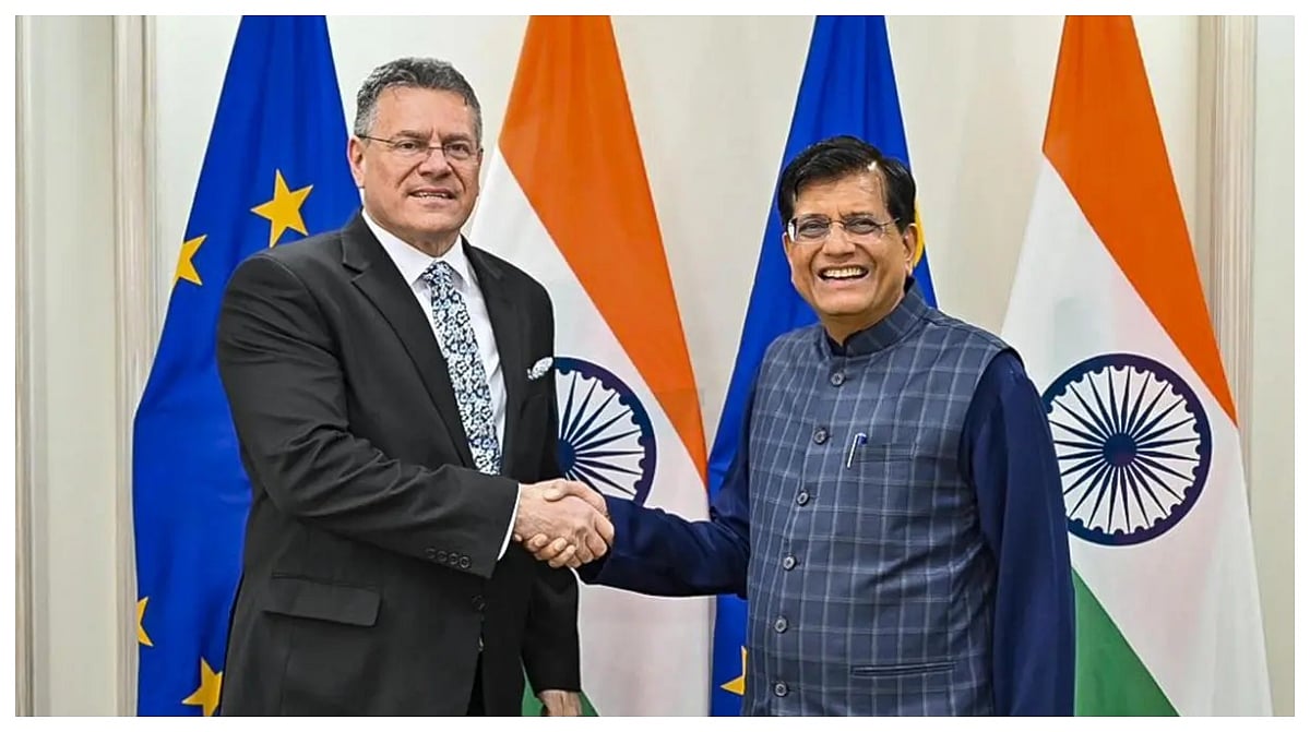 Commerce & Industry Minister Piyush Goyal Discusses Trade Issues With EU Trade Commissioner Maros...