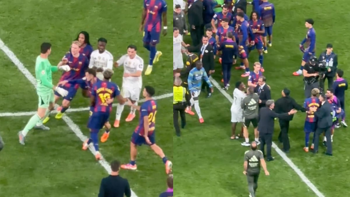 Tensions Flare! Real Madrid & Barcelona Players Involved In Heated Clash After Fiery El Clasico; Video
