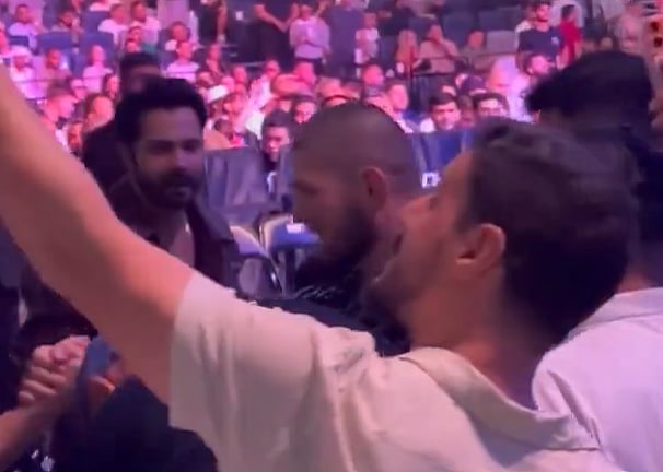 Video: Bollywood Actor Varun Dhawan Meets Former MMA Fighter Khabib Nurmagomedov During UFC 321 In Abu Dhabi