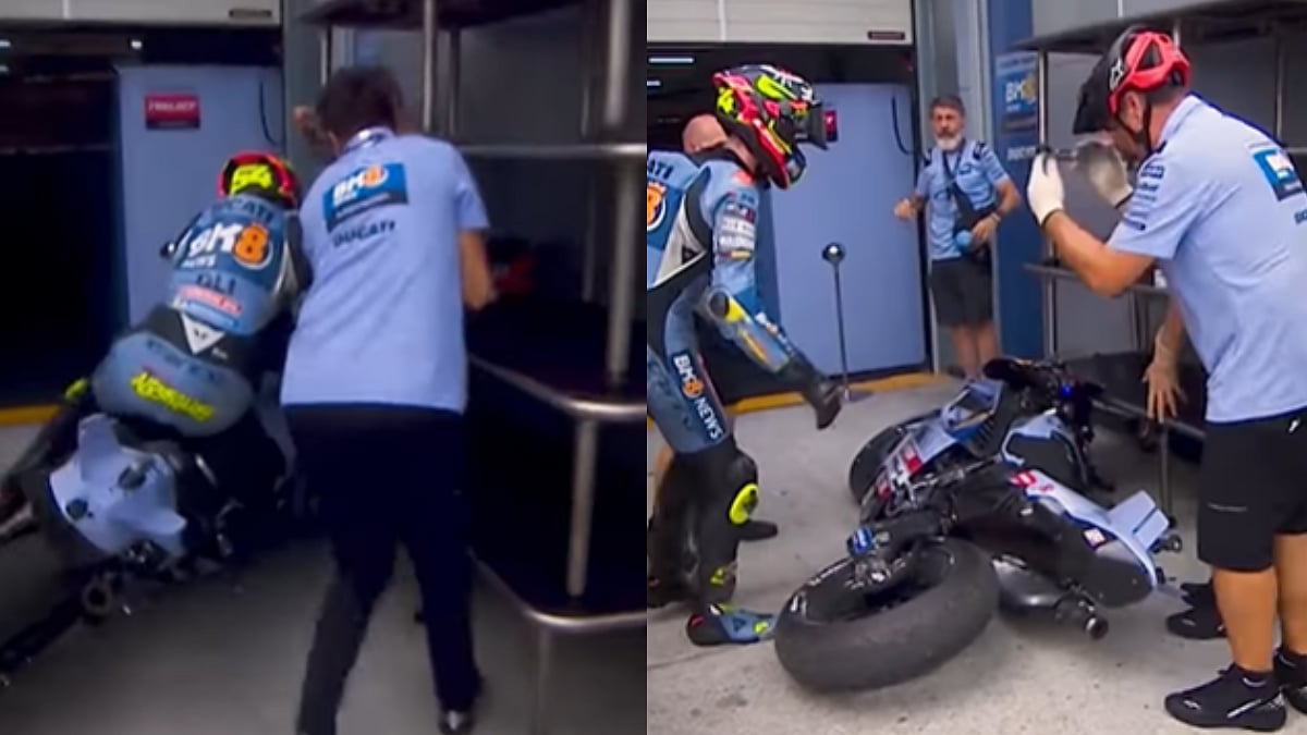 Unusual Scenes! Gresini's Fermin Aldeguer Crashes While Entering Paddock, Leaves Mechanics Fuming During MotoGP Malaysian Grand Prix; Video