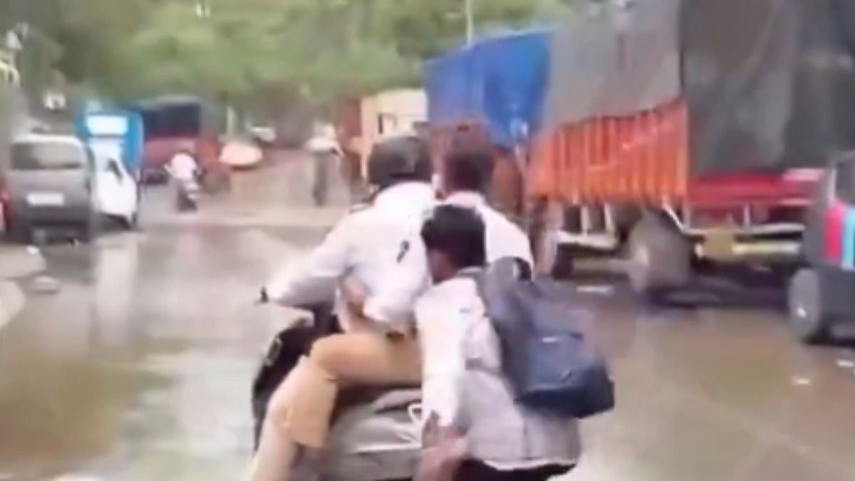 Thane: Chaos Erupts As Student Chases Traffic Cops After Helmet Fine; Alleges They Rode Scooter With...