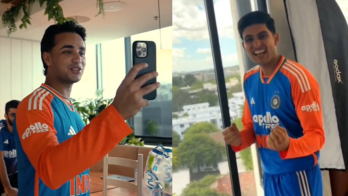 'Once Again, Brother!': Abhishek Sharma Playfully Teases Shubman Gill During Team India's Photoshoot Ahead Of IND Vs AUS T20 Series; Video