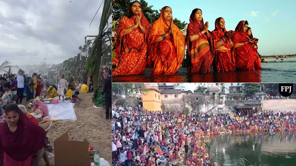 Chhath Puja 2025: Sea Of Devotees Gather In Mumbai To Offer Prayers; Visuals Emerge From Banganga Tank, Juhu Beach & Navi Mumbai