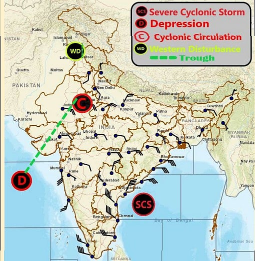 Current weather systems affecting Madhya Pradesh at present