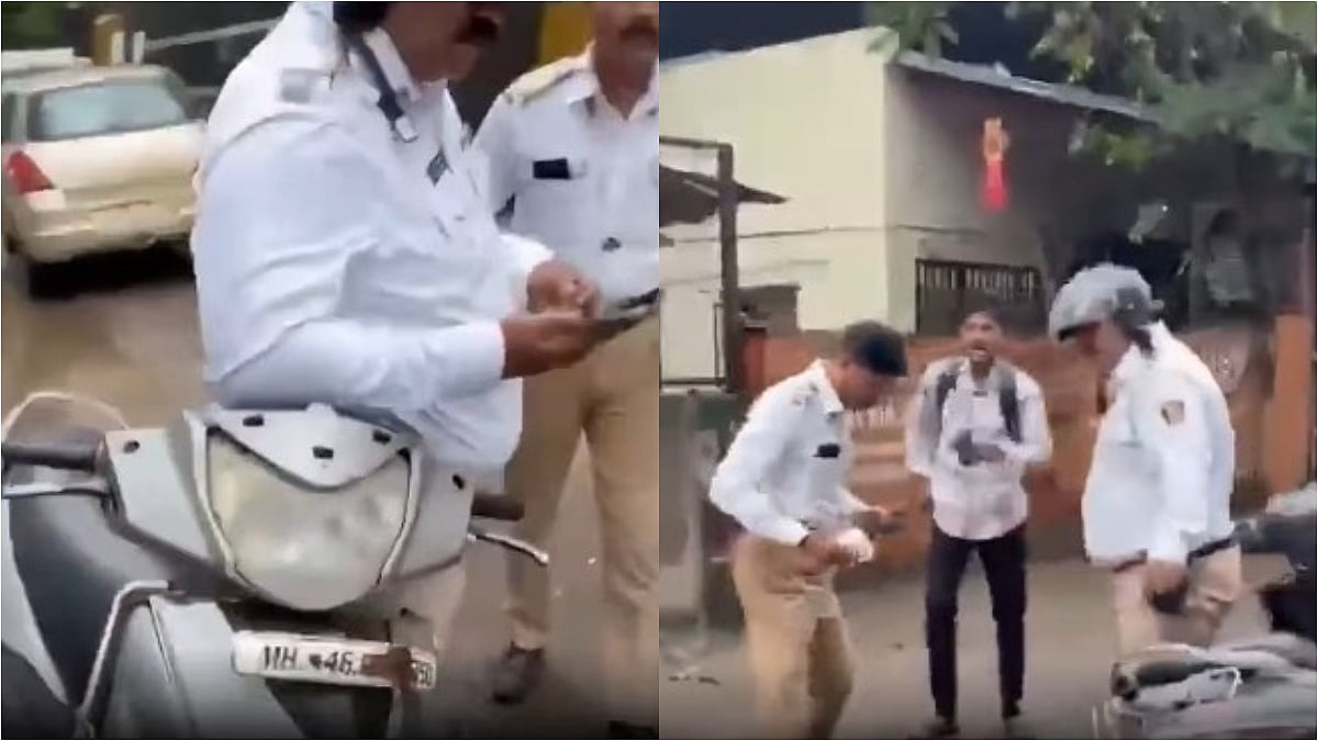 ‘Follow Rules Before Enforcing Them’: Thane Police Under Fire After Biker Exposes Damaged License Plate On Officer’s Bike - Video 