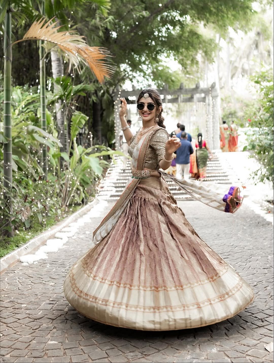 Sreeleela Dazzles In Traditional Kanjeevaram Half Saree At KGF Cinematographer Bhuvan Gowda’s...