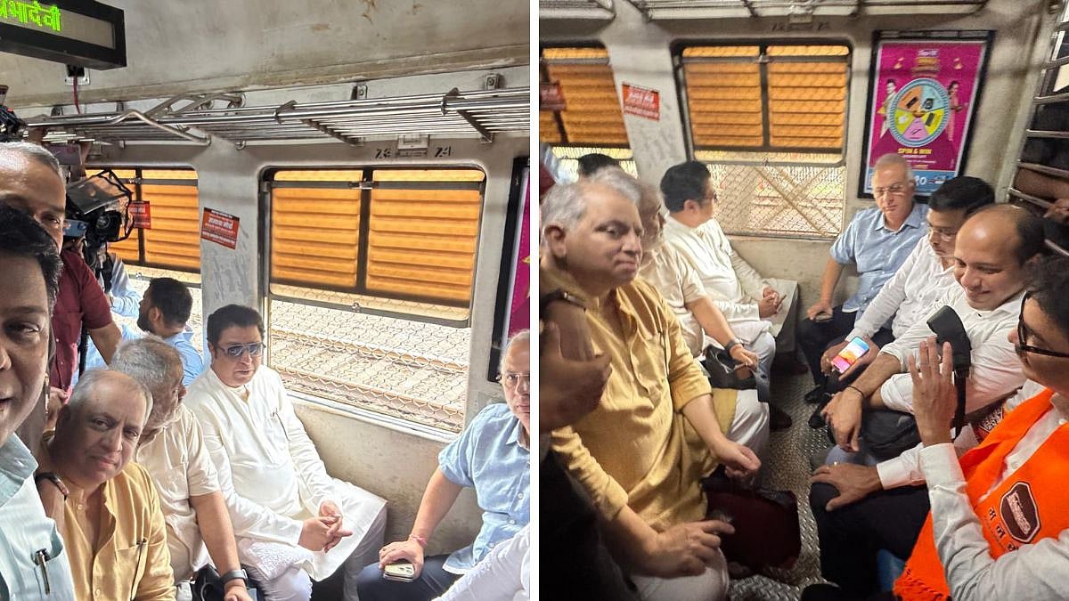MNS Chief Raj Thackeray Travels By Mumbai Local From Dadar To Churchgate To Attend 'Satyacha Morcha' Rally | Watch