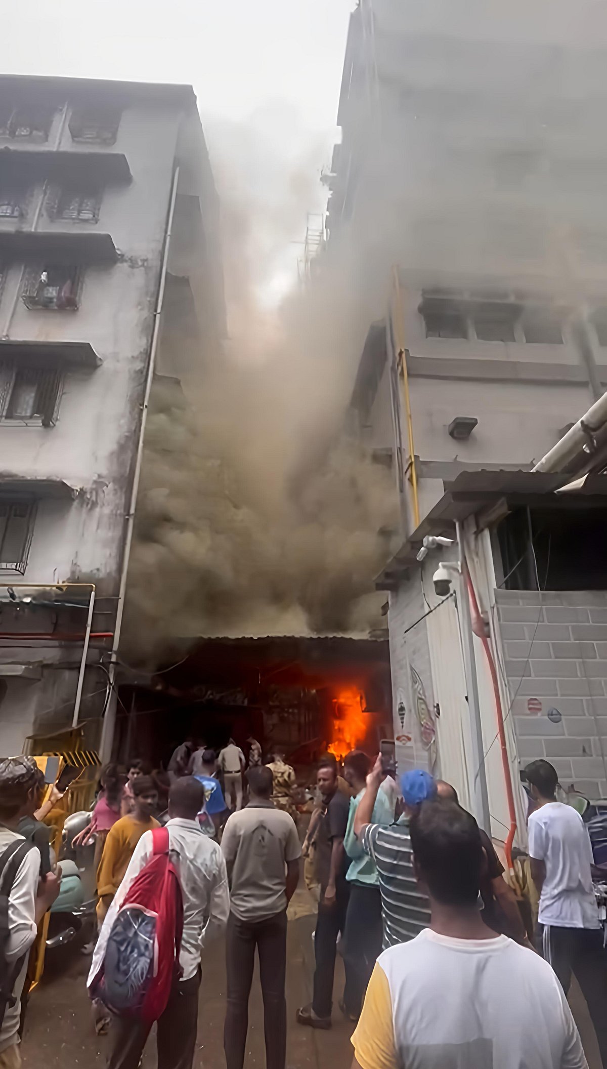 The scene at Nair Hospital premises after a massive fire broke out, triggered by welding work.