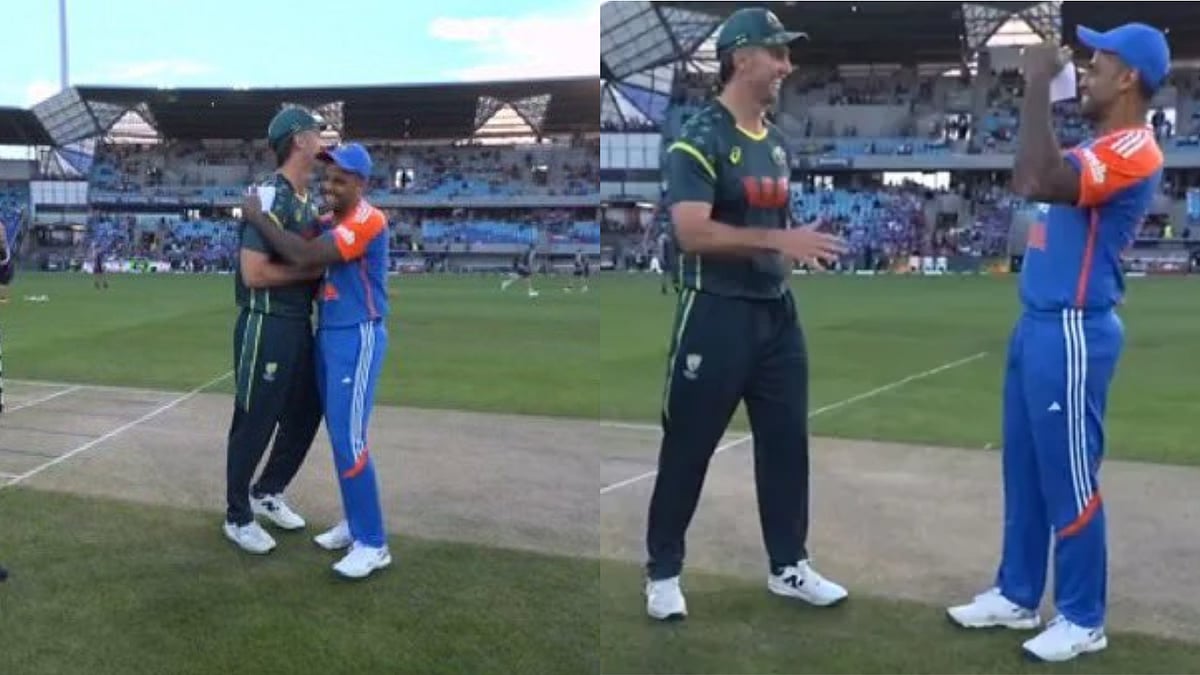 IND vs AUS 3rd T20I: Suryakumar Yadav Ecstatic On Winning The Toss, Receives Hug From Mitchell Marsh 