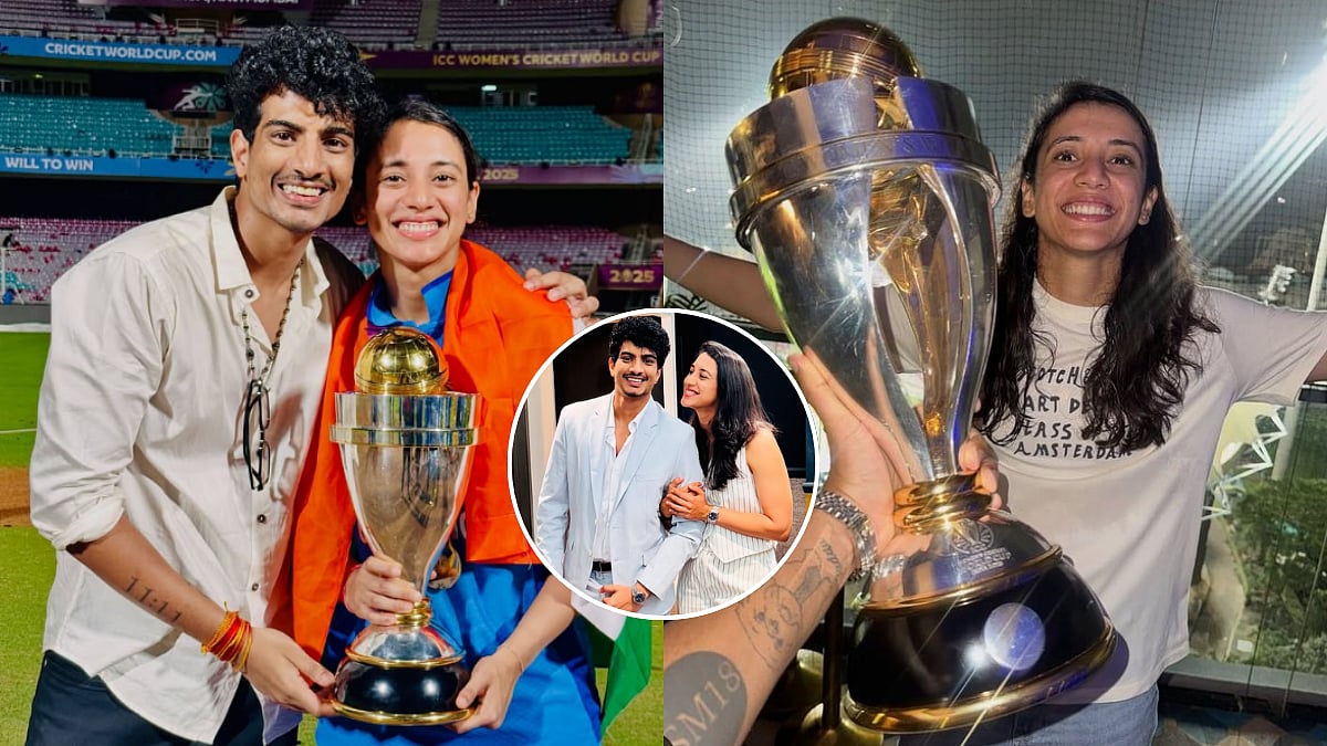 'Man Hyping His Woman!': Smriti Mandhana & Palash Muchhal Share Loving Moments Post India's World...